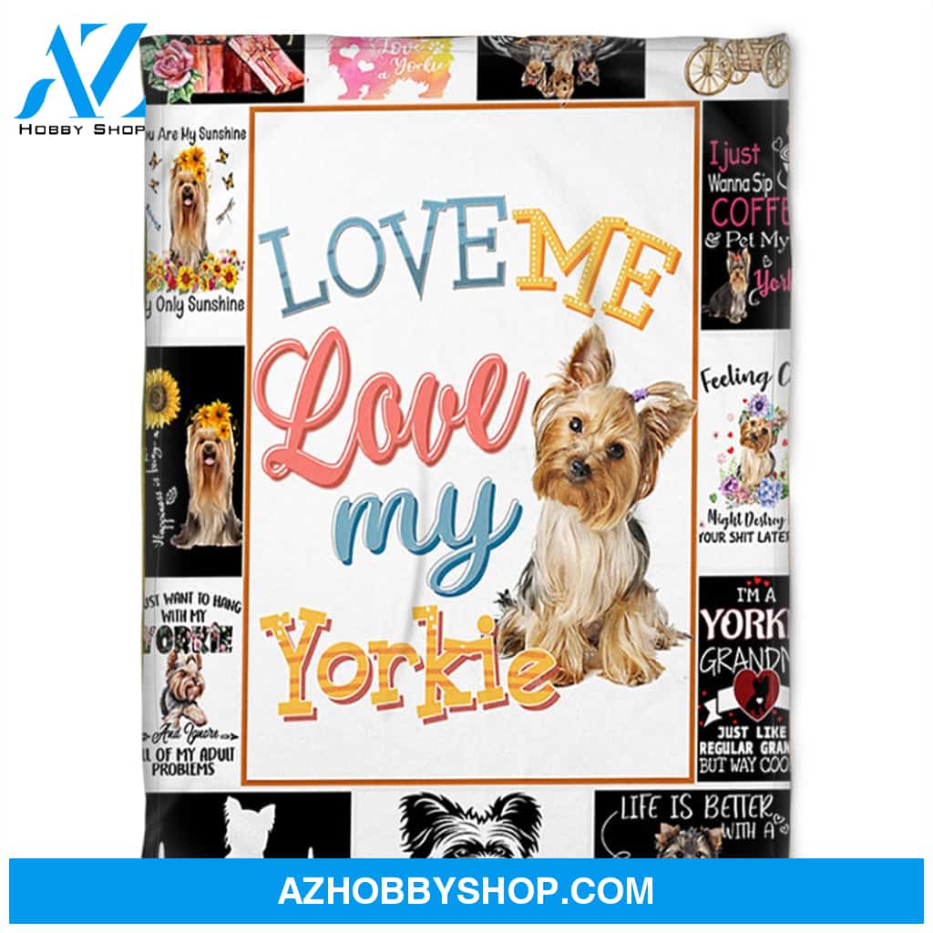 Love Me Love My Yorkle, Fleece Blanket.Gift For Dog Lover Family Home Decor Bedding Couch Sofa Soft and Comfy Cozy