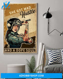 Love Motorcycle Poster, Biker Rider Motorbike, She Got Mad Hustle And A Dope Soul Canvas And Poster, Wall Decor Visual Art
