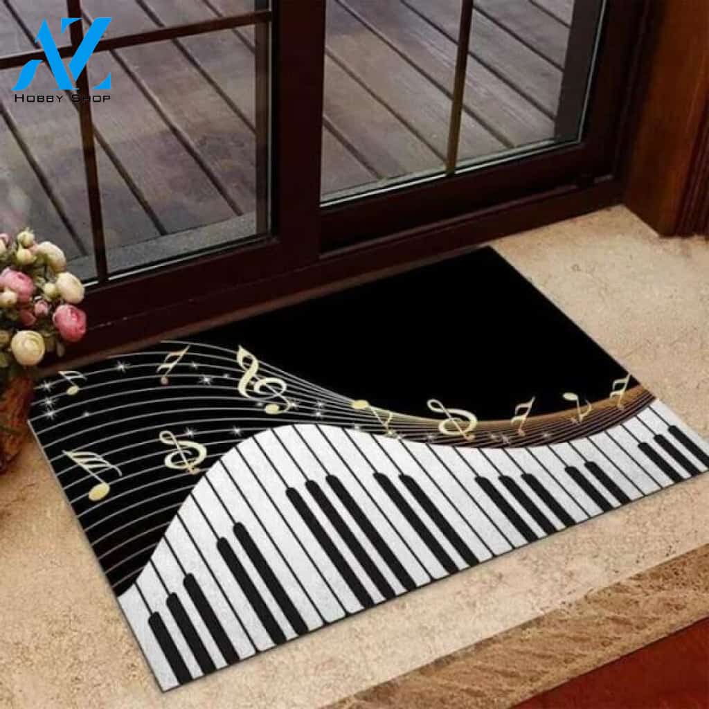 Love Music Piano Doormat Welcome Mat Housewarming Gift Home Decor Funny Doormat Gift Idea For Piano Lovers Gift For Friend