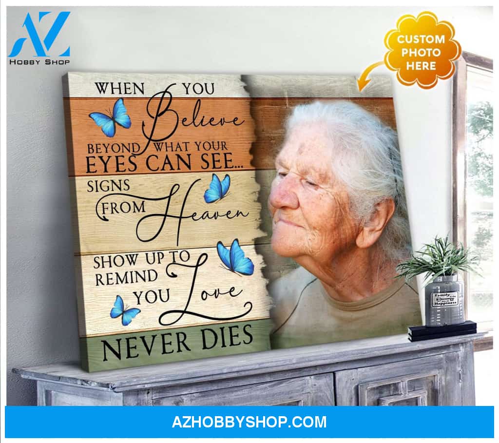 Zalooo Love Never Dies Personalized Photo Butterfly Wall Art Canvas