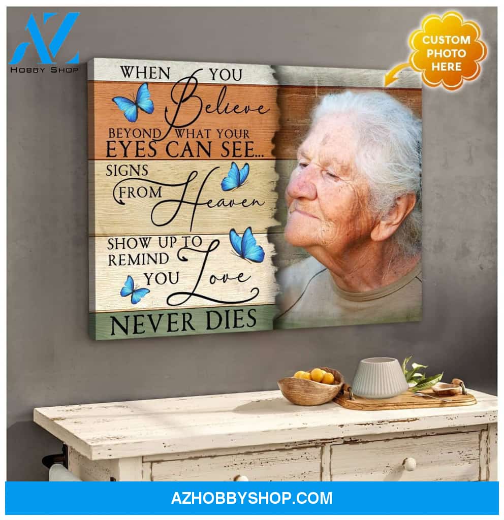 Zalooo Love Never Dies Personalized Photo Butterfly Wall Art Canvas