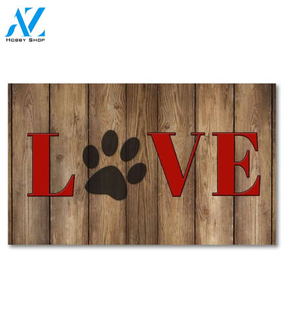Love Paw Print Doormat - 18" x 30"