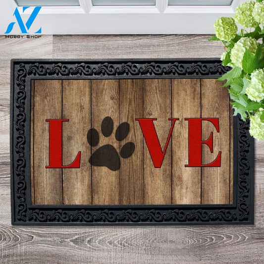 Love Paw Print Doormat - 18" x 30"