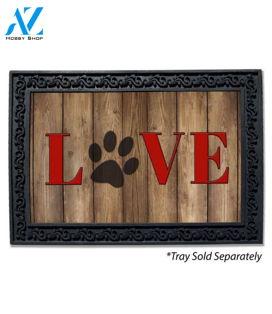 Love Paw Print Doormat - 18" x 30"