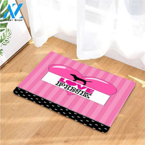 love pink striped girl doormats