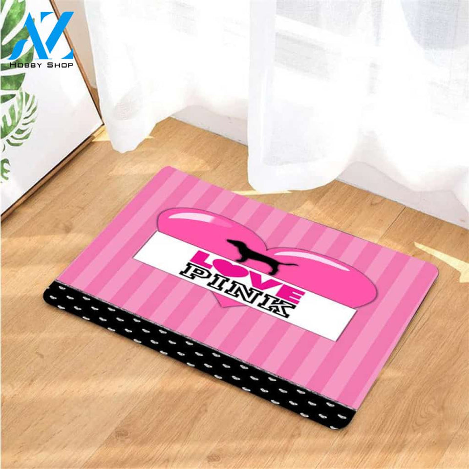 love pink striped girl doormats