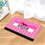 love pink striped girl doormats