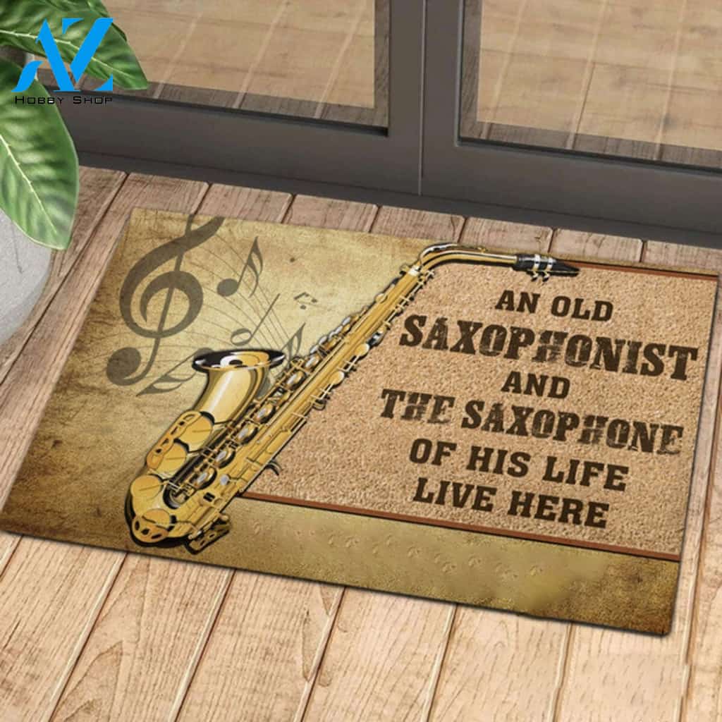 Love Saxophone Music Rubber Base Doormat Indoor And Outdoor Mat Entrance Rug Funny Home Decor Closing Gift Gift For Friend Idea