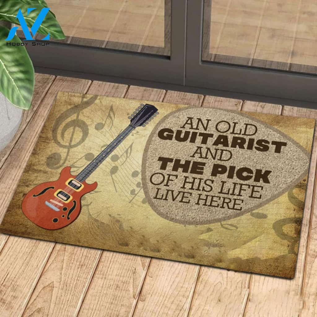 Love Semi-hollow Guitar Music Rubber Base Doormat Indoor And Outdoor Mat Entrance Rug Funny Home Decor Closing Gift Gift For Friend Family Gift Idea