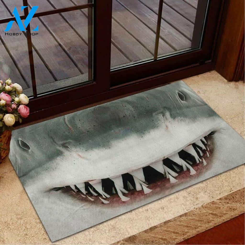 Love Sharks Easy Clean Welcome DoorMat | Felt And Rubber | 40x60 cm | 45x75 cm | 60x90 cm | Colorful | DO1175
