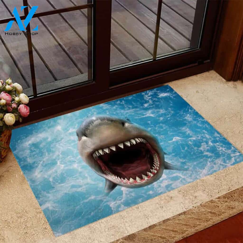 Love Sharks Easy Clean Welcome DoorMat | Felt And Rubber | 40x60 cm | 45x75 cm | 60x90 cm | Colorful | DO1174