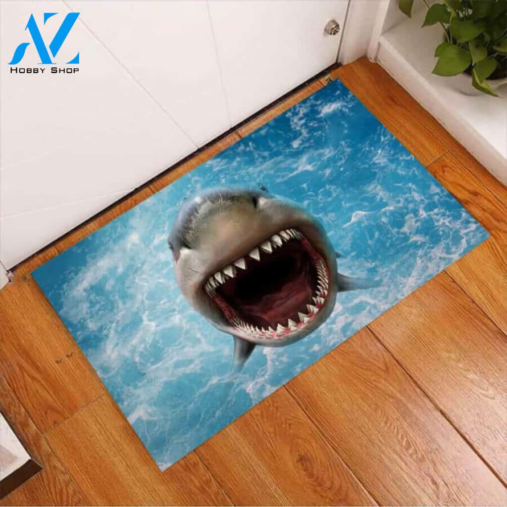 Love Sharks Easy Clean Welcome DoorMat | Felt And Rubber | 40x60 cm | 45x75 cm | 60x90 cm | Colorful | DO1174