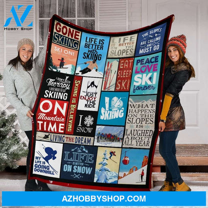 Love Ski Forever Fleece Blanket
