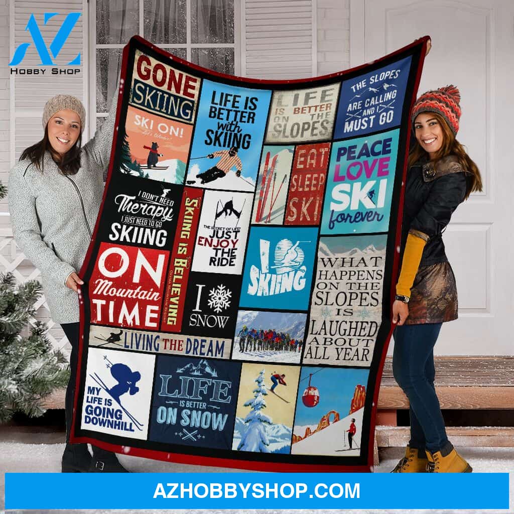 Love Ski Forever Fleece Blanket