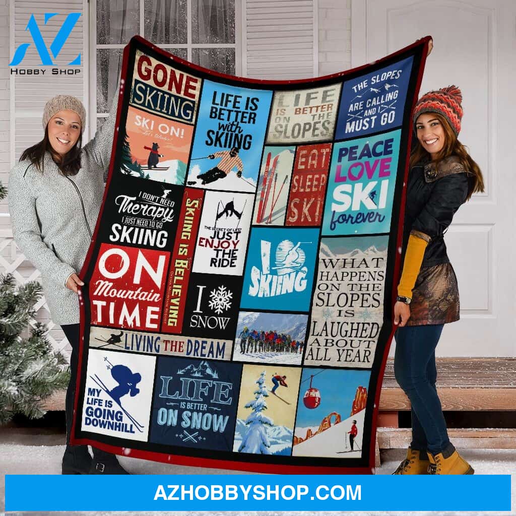 Love Ski Forever Fleece Blanket
