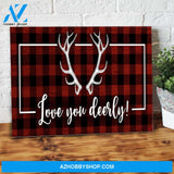 Love The Deerly Wood Frame Christmas Canvas Wall Art