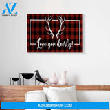 Love The Deerly Wood Frame Christmas Canvas Wall Art