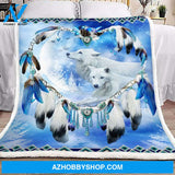 Love Wolf Dreamcatcher Fleece Blanket Home Decor Bedding Couch Sofa Soft And Comfy Cozy Gift For Friend Family, Gift For Couple