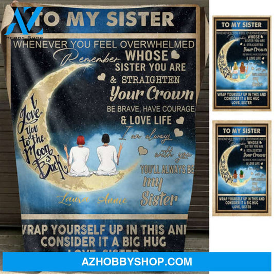 Love You To The Moon And Back - Personalized Blanket - Gift For Sister