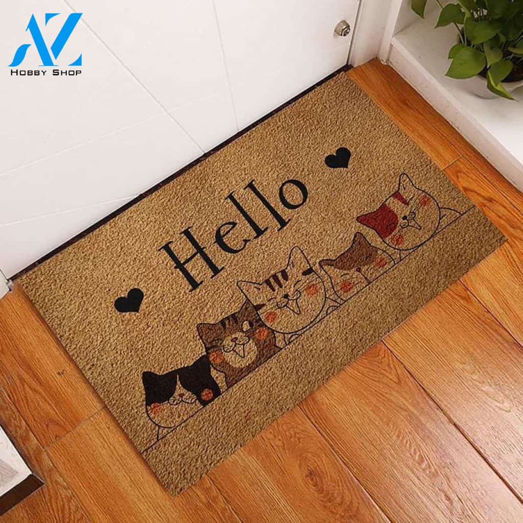 Lovely Cats Hello Doormat, Funny Cat Lover Doormat Gift, Beautiful Cats Doormat Welcome Mat House Warming Gift Home Decor Gift For Cat Lovers Funny Doormat Gift Idea