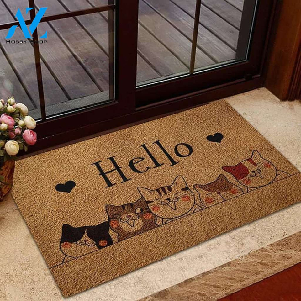 Lovely Cats Hello Doormat, Funny Cat Lover Doormat Gift, Beautiful Cats Doormat Welcome Mat House Warming Gift Home Decor Gift For Cat Lovers Funny Doormat Gift Idea