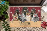 Lovely Cats Merry Christmas Doormat Durable Soft Velvet Doormat, Gifts For Cat Lovers, Home Decor Funny Doormat Gift Idea