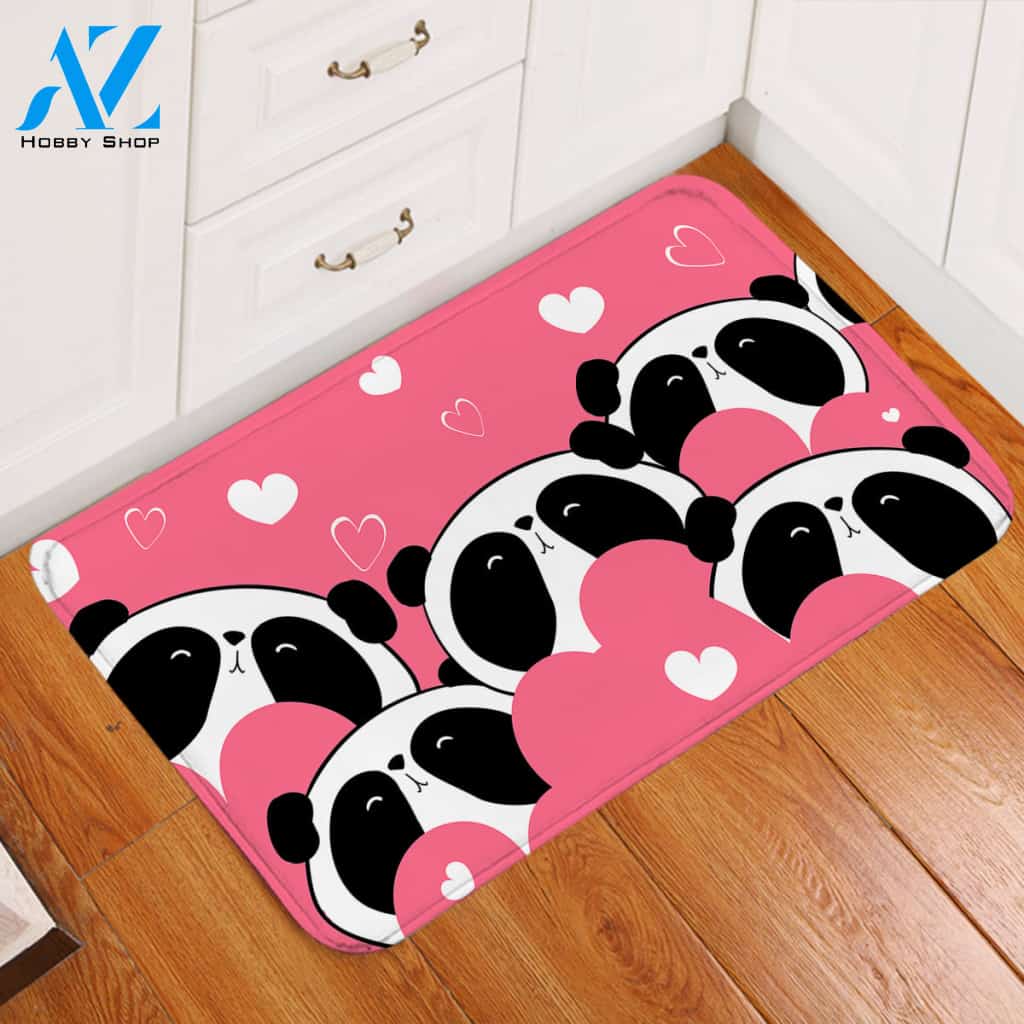 Lovely Panda Cubs Door Mat