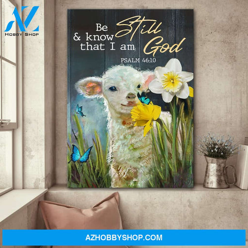 Lovely sheep - Be still and know that I am God - Jesus Portrait Canvas Prints - Wall Art