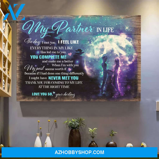 Lovers in the moonlight - You complete me - Couple Landscape Canvas Prints - Wall Art