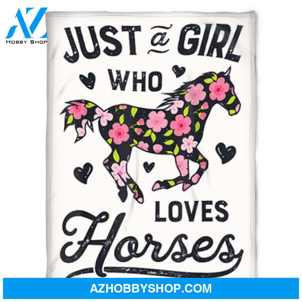 Loves Horses, Fleece Blanket. Gift Home Decor Bedding Couch Sofa Soft And Comfy Cozy