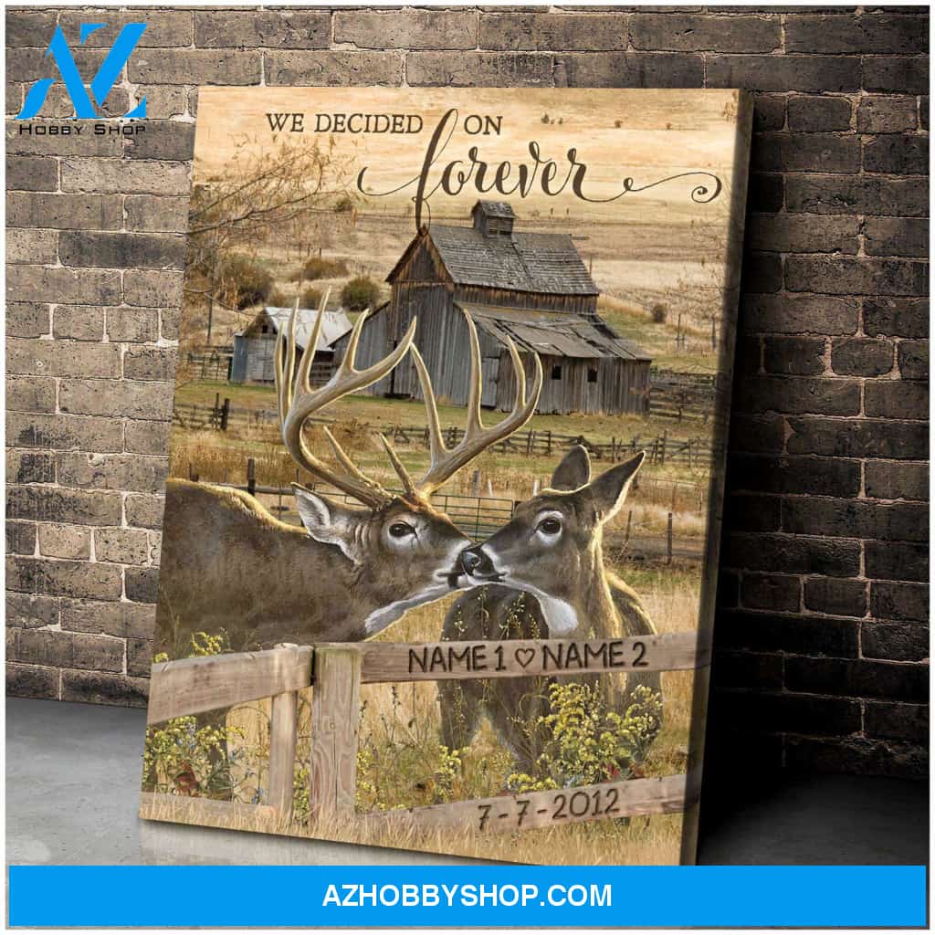Loving Buck and Doe Deer We Decided On Forever Canvas And Poster, Canvas Painting, Wall Decor Visual Art