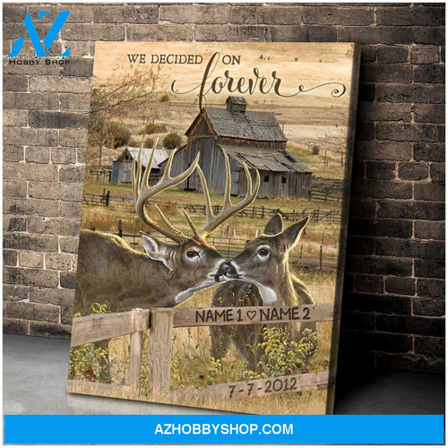 Loving Buck and Doe Deer We Decided On Forever Canvas And Poster, Canvas Painting, Wall Decor Visual Art
