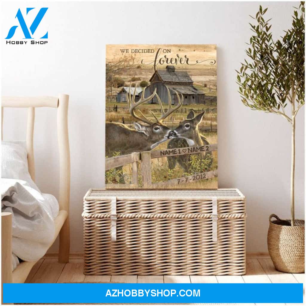 Loving Buck and Doe Deer We Decided On Forever Canvas And Poster, Canvas Painting, Wall Decor Visual Art
