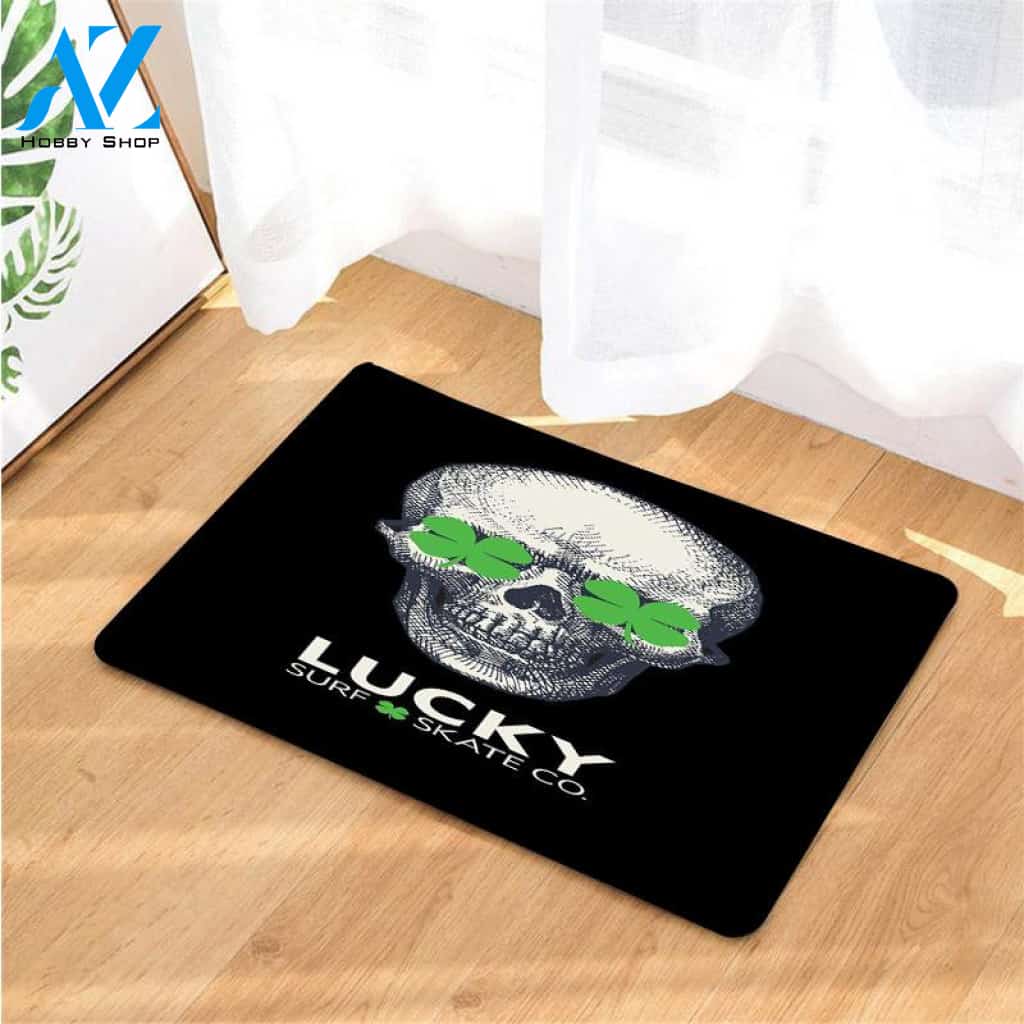 lucky surf skate co skull art doormats