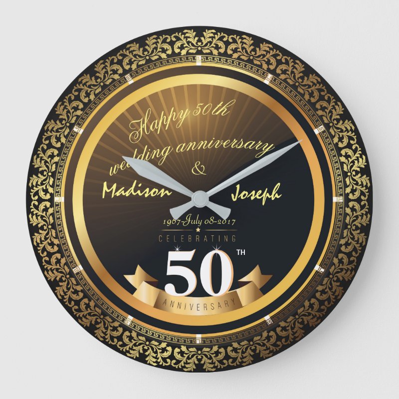 Luxury Golden 50Th Anniversary Ornamental Clock