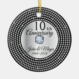 Luxury Metallic Silver,Black Diamond Anniversary Ceramic Ornament