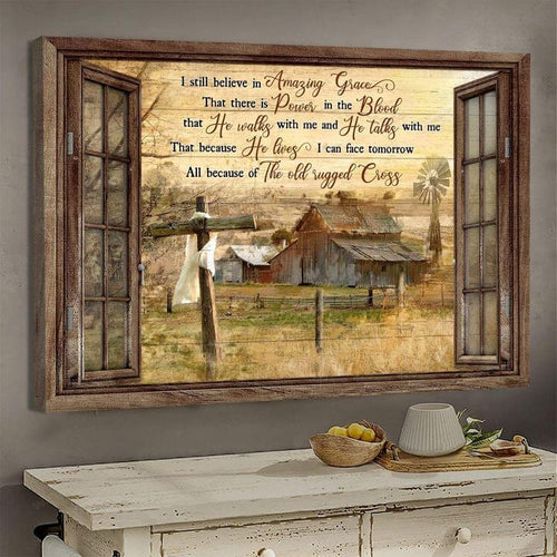 Awesome life on farm I still believe in amazing grace Window frame - Matte Canvas