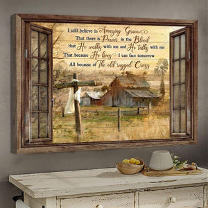 Awesome life on farm I still believe in amazing grace Window frame - Matte Canvas