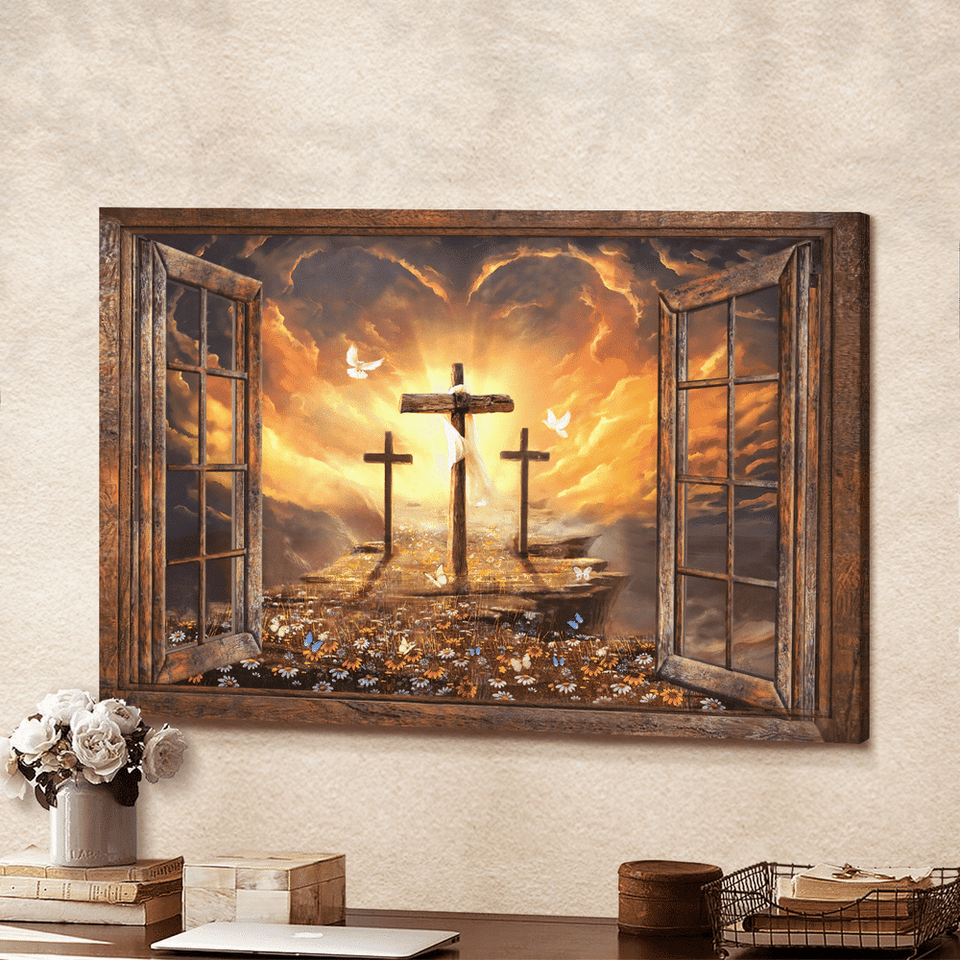 Window Sunset Path To Heaven Jesus Landscape - Matte Canvas