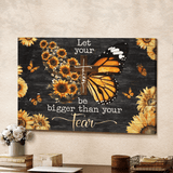 Jesus let your faith be bigger than your fear butterfly sunflower- Matte Canvas