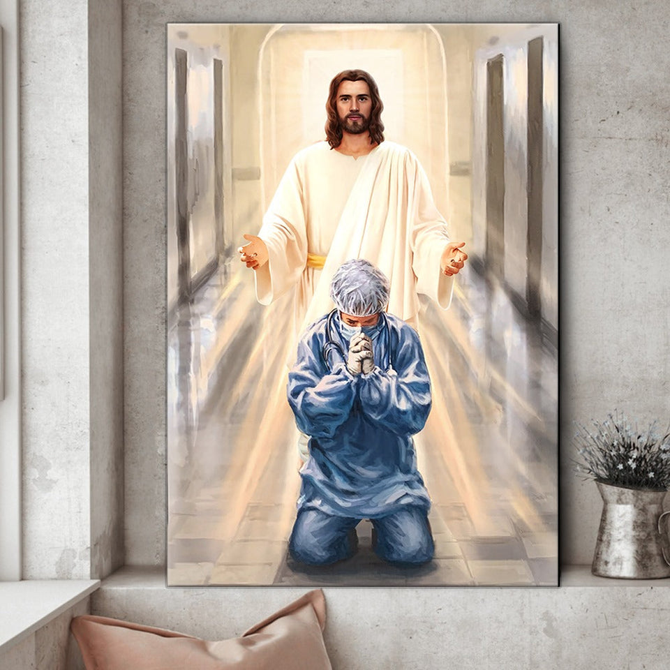 Merciful Jesus Bless our Healthcare Heroes Nurses - Matte Canvas