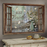 Jesus Just Breathe Butterfly Flower Window Frame - Matte Canvas