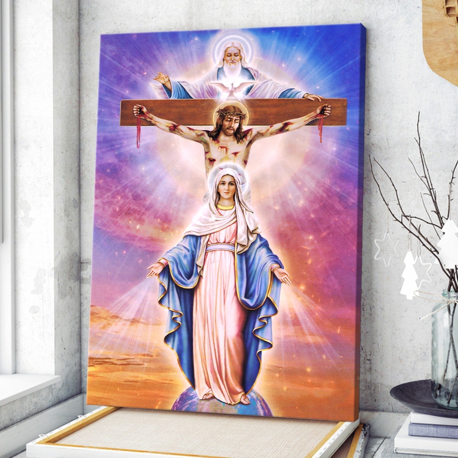 Maria And Jesus On The Cross - Matte Canvas