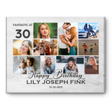 30th Birthday Photo Collage Canvas Print, 30th Birthday Gift