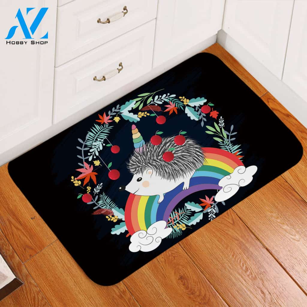 Magical Hedgehog Black Door Mat