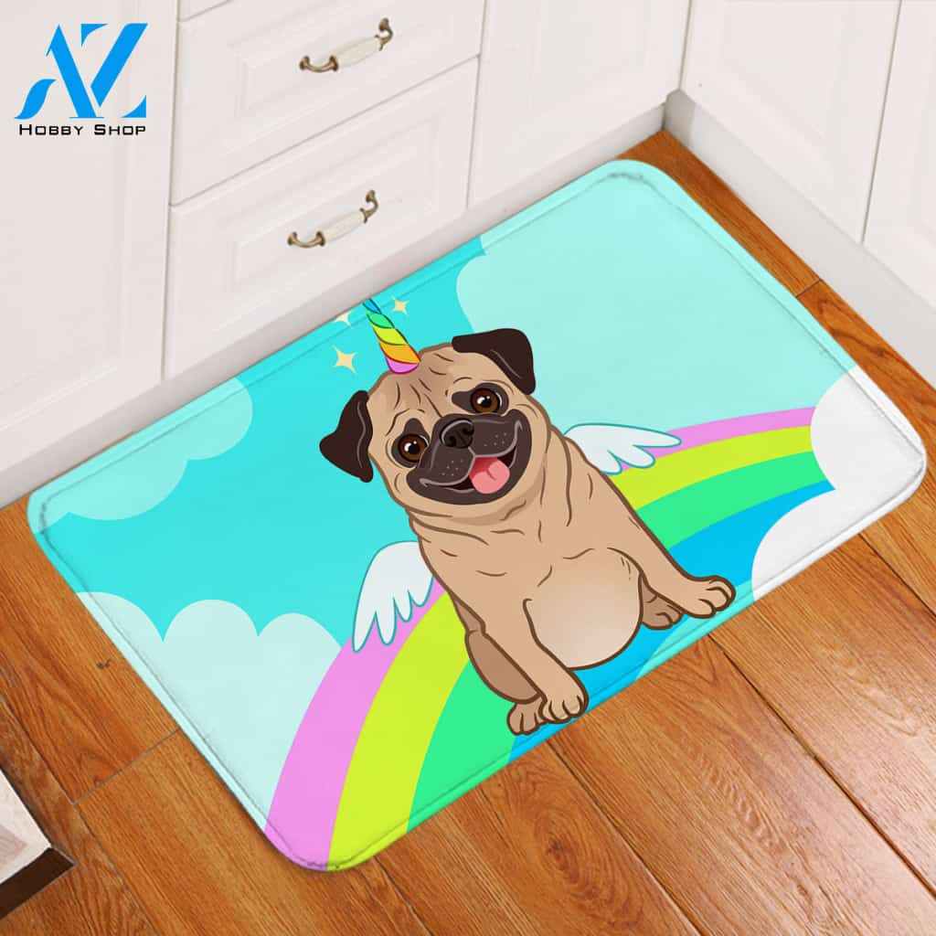 Magical Pug Rainbow Door Mat