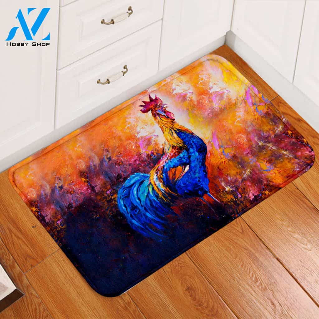 Majestic Rooster Door Mat