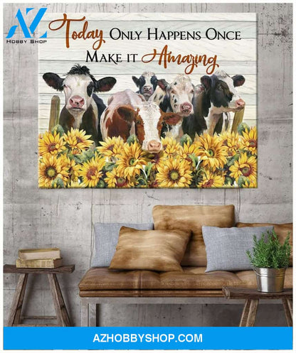Make It Amazing Cow Wall Art Canvas