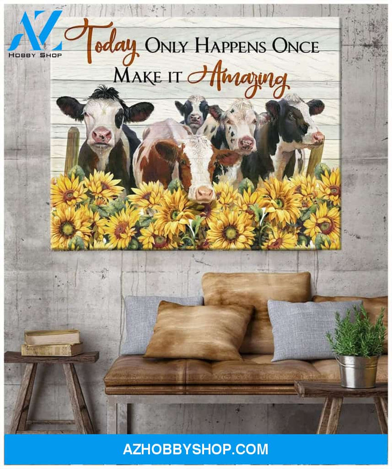 Make It Amazing Cow Wall Art Canvas