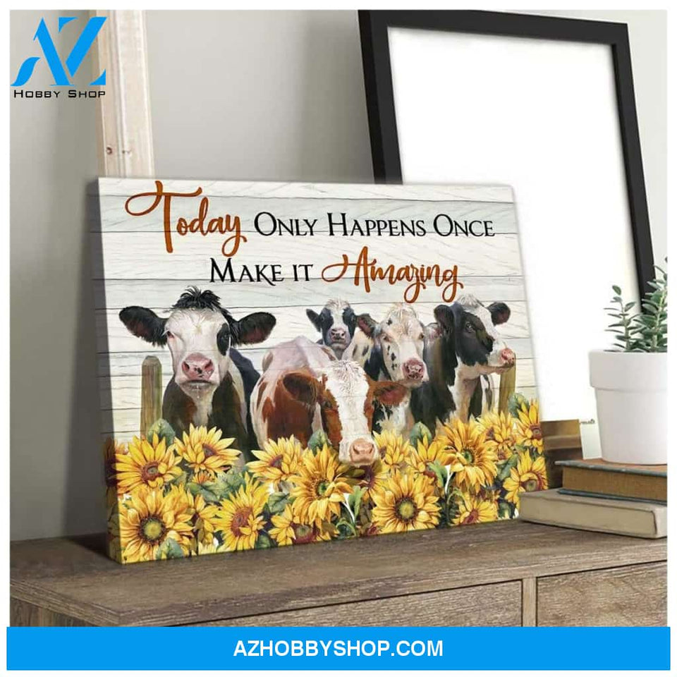 Make It Amazing Cow Wall Art Canvas